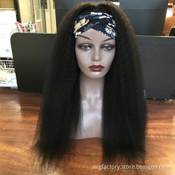 free head band raw virgin hair wigs,large stock fast shipping 100% human hair head band wig